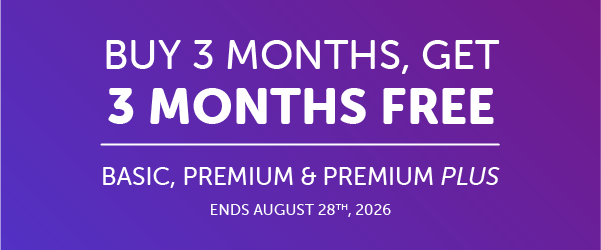 Buy 3 Get 3 with Basic, Premium, or Premium PLUS.