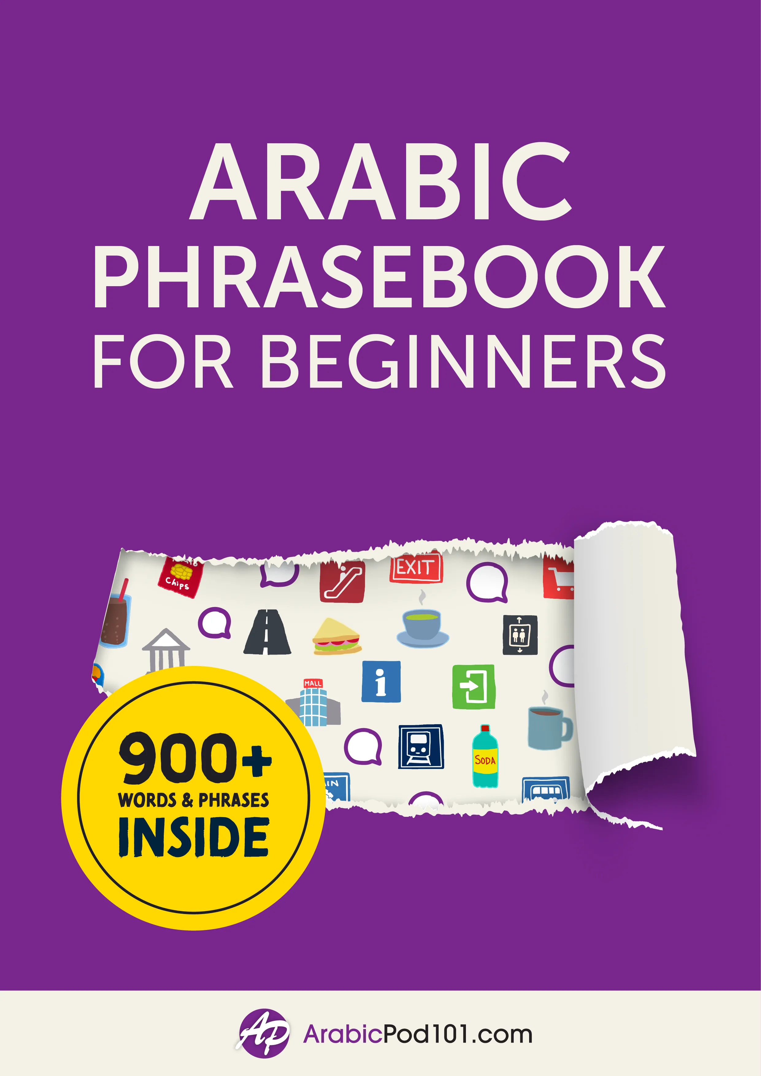 Cover of the free Arabic Phrasebook for Beginners by ArabicPod101