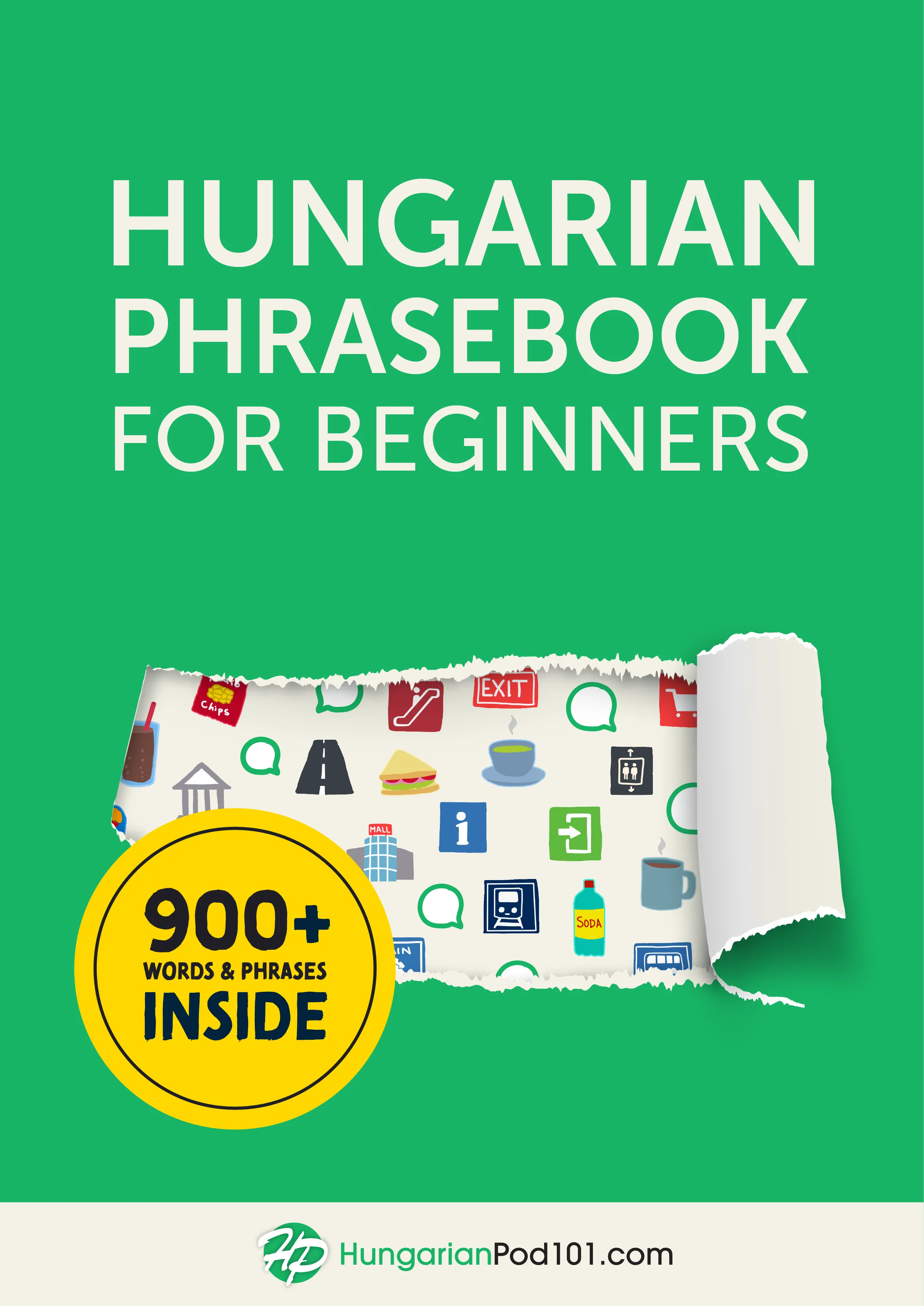 Cover of the free Hungarian Phrasebook for Beginners by HungarianPod101