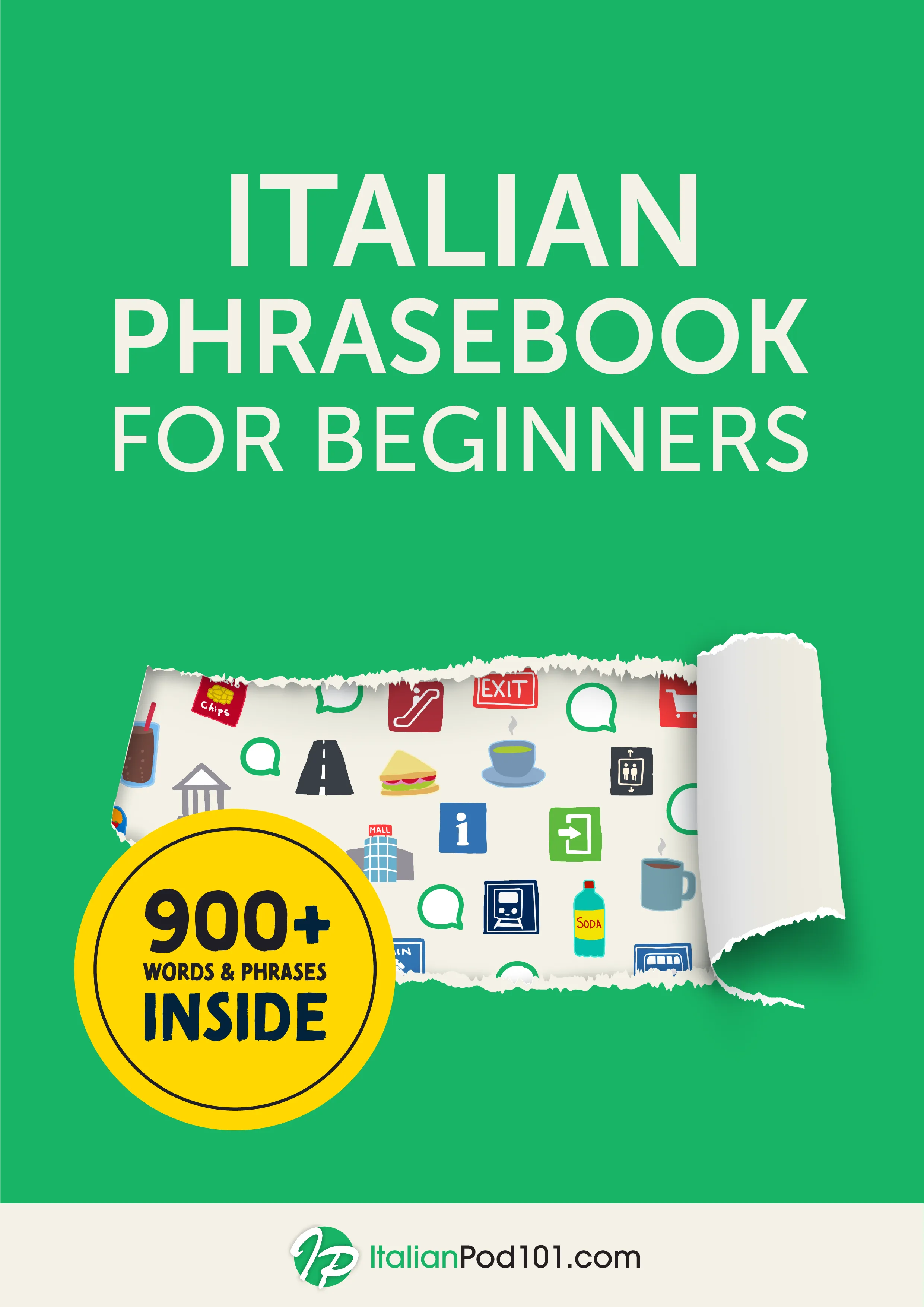 Cover of the free Italian Phrasebook for Beginners by ItalianPod101