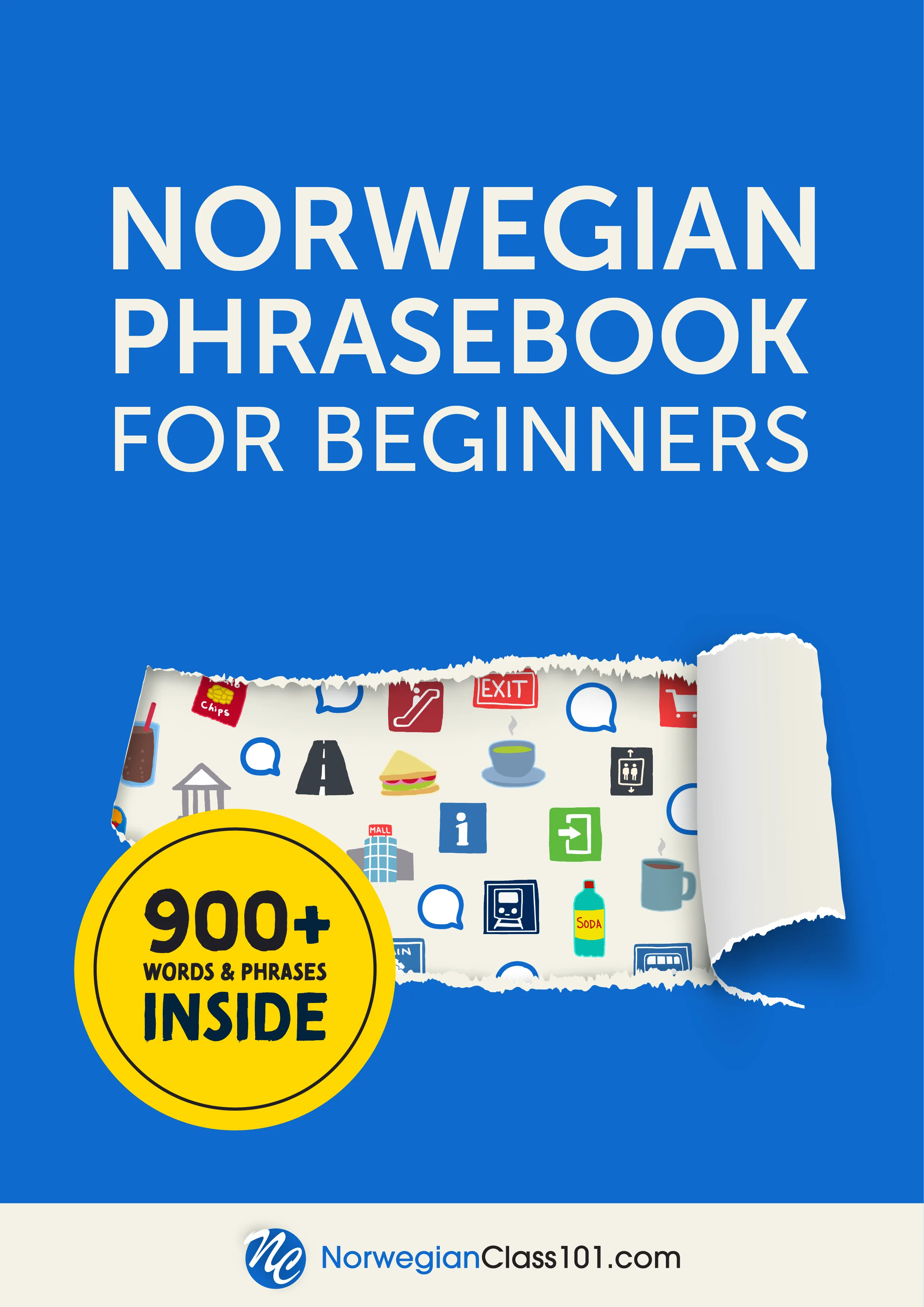 Cover of the free Norwegian Phrasebook for Beginners by NorwegianClass101