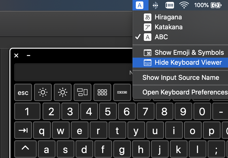 A screenshot of the keyboard viewer screen