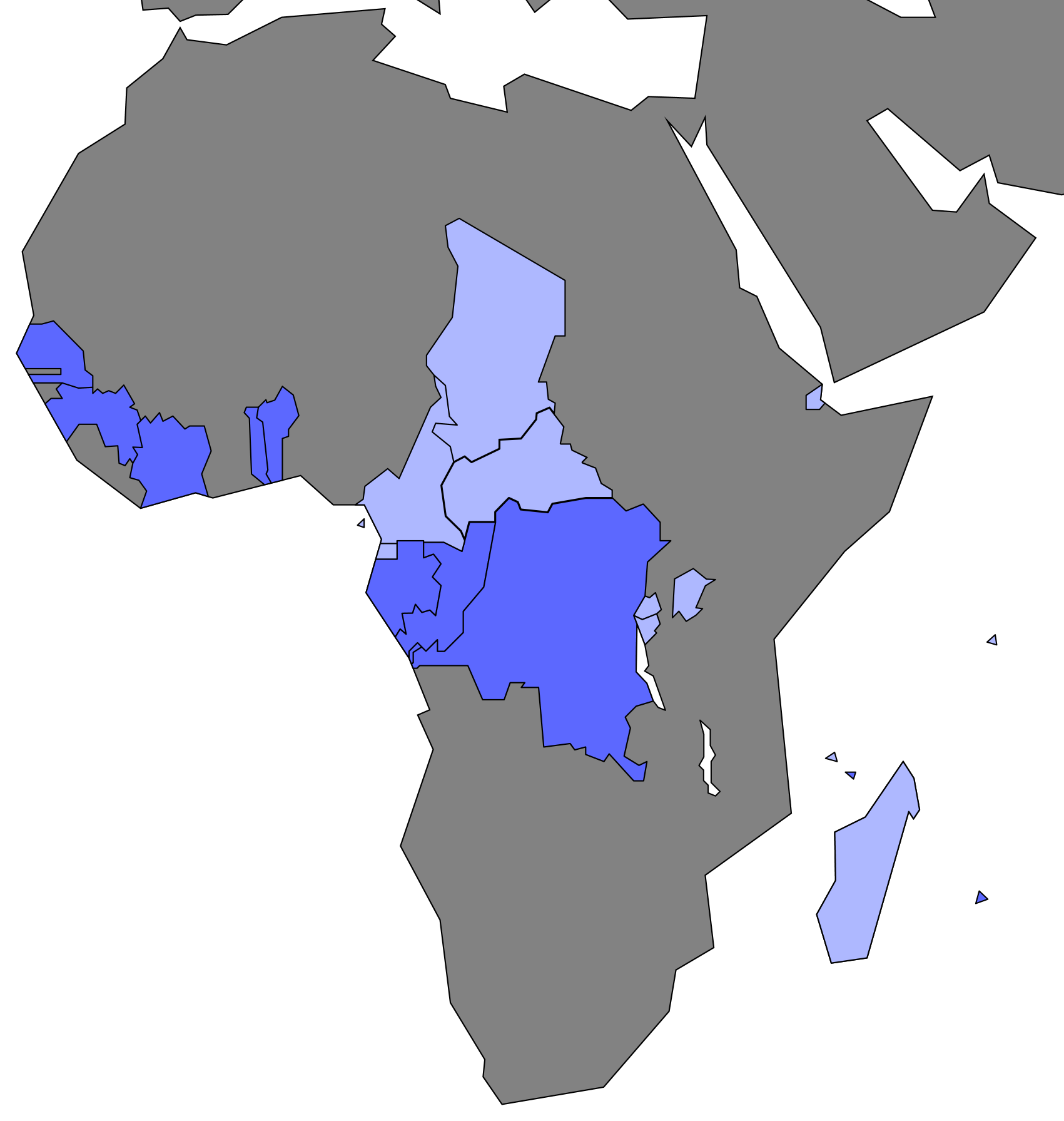 Official French Speaking regions of Africa