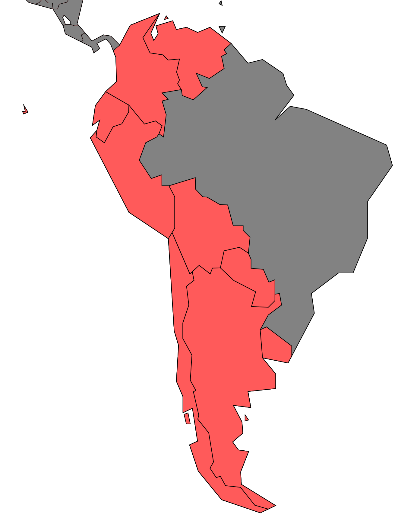 Map of Spanish-speaking countries in South America